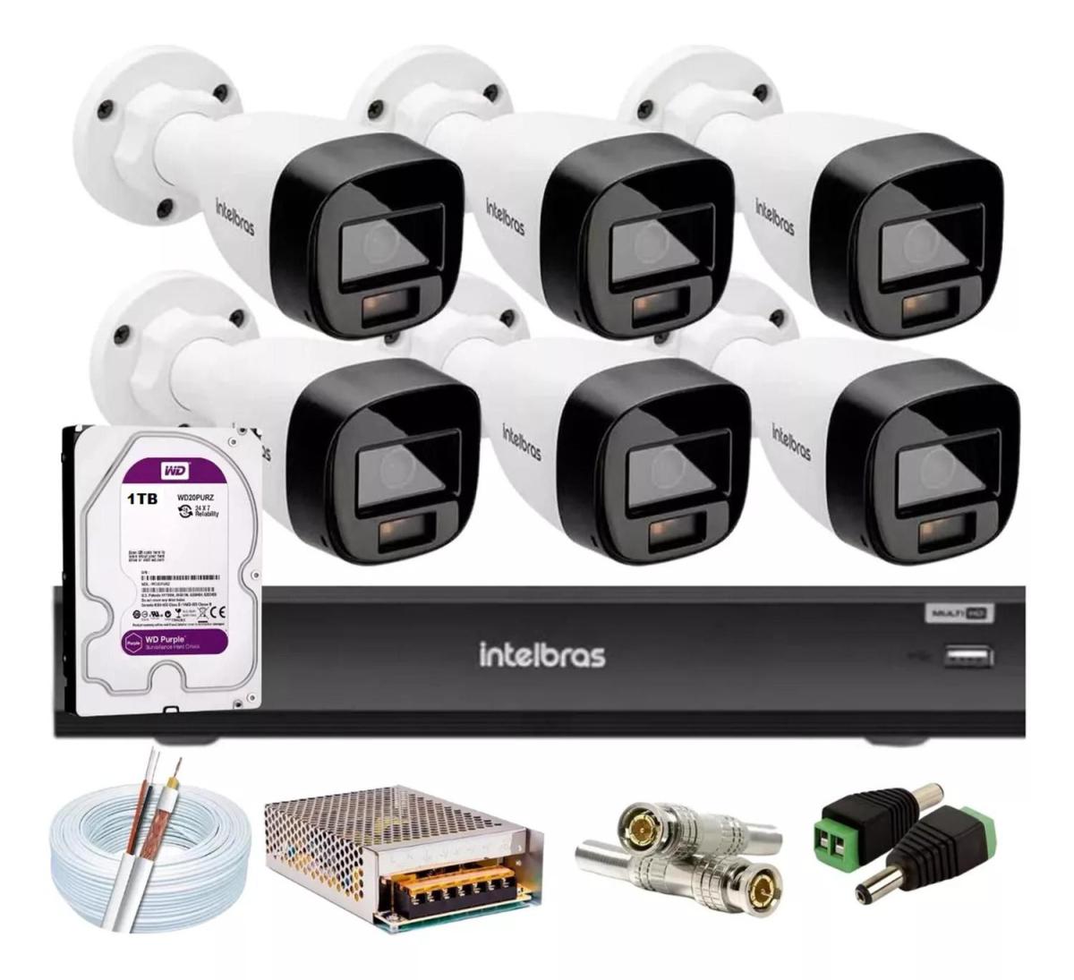 Kit Intelbras 6 Cameras Segurança Vhd 3220b+ Microfone Audio Full Color Dvr Imhdx 3008 1tb Purple