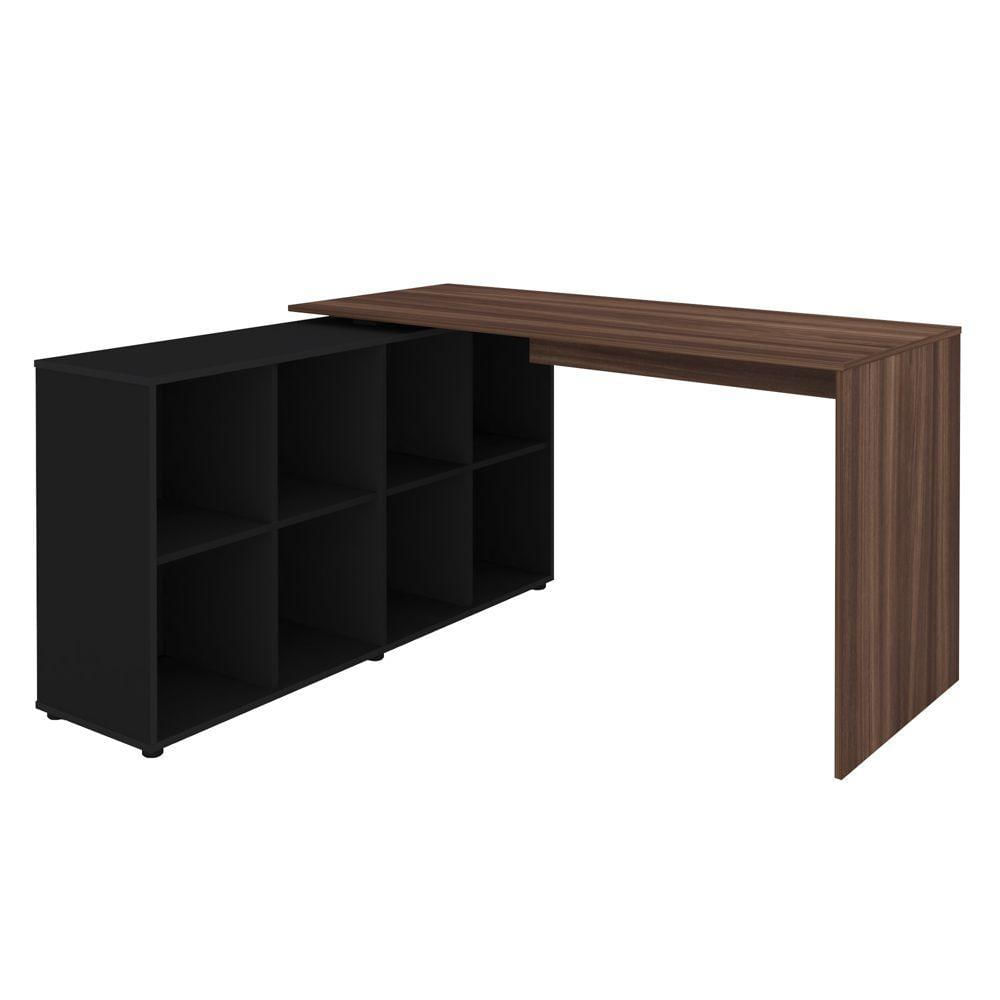 Mesa Para Escritório Extensível Escrivaninha Home Office Nero A02 Ipê Preto - Lyam Decor