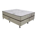 Cama Box Queen Size Castor Dome One Revestida Em Tecido Suede + Colchão Com Molejo Tecnopedic E Revestimento Em Malha 27x158x198cm