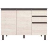 Balcão Bartira Cristal Mdp 15mm Com 2 Portas, 3 Gavetas E 1 Prateleira - 120,1cm De Largura