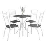 O Conjunto De Mesa Quadrada Brisa Com 4 Cadeiras Estofadas Fabone