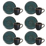 Conjunto De Xícaras De Café Com Pires Porto Brasil Bio Oceano 6 Peças - 120 Ml