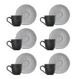 Conjunto De Xícaras De Café Com Pires Porto Brasil Orgânico Concreto 6 Peças - 120 Ml