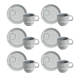 Conjunto De Xícaras De Chá Empilháveis Com Pires Porto Brasil Titanium 6 Peças - 230 Ml