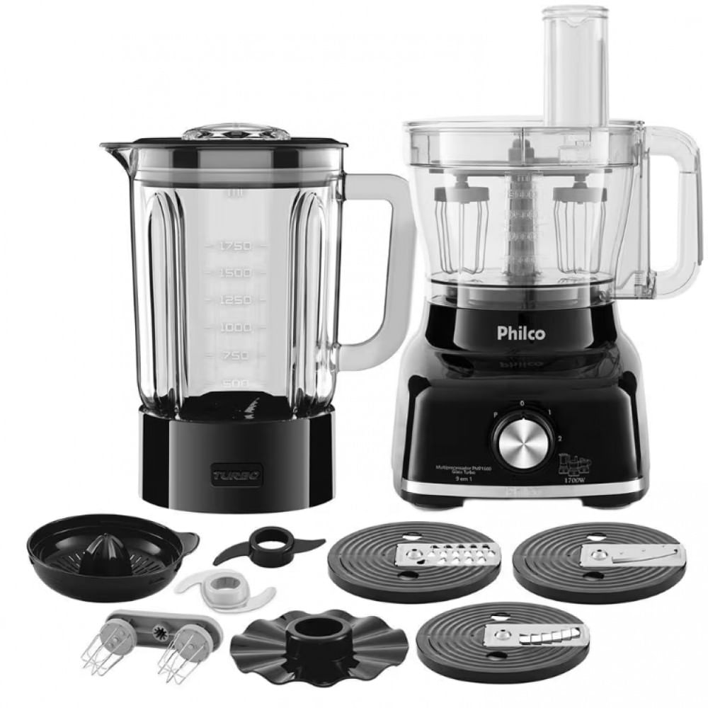 Multiprocessador De Alimentos Philco Pmp1600p 9 Em 1 Com 2 Velocidades + Pulsar 1700w