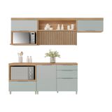 Cozinha Compacta Nesher Marquesa Com 4 Portas, 4 Gavetas E 4 Prateleiras 280cm De Largura