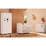 Guarda-roupa Infantil Peroba Móveis Duda Com 3 Portas, 3 Gavetas + Cômoda Duda Plus Com 5 Gavetas + Berço Americano Duda Com Suporte Para Mosqueteiro