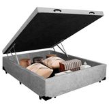 Cama Box Baú Viúva Sereneprime Suede Cinza 44x128x188