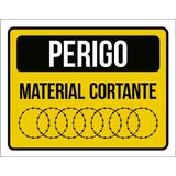 Placa Perigo Material Cortante Concertina Sinalização 36x46