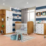 Berço Americano + Cômoda Infantil 4 Gavetas E 65,1cm De Largura + Guarda-roupa Infantil Peroba Duda Plus 2 Portas, 3 Gavetas E 5 Prateleira