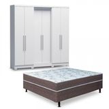 Guarda-roupa Casal Bartira Napoli Up 6 Portas E 4 Gavetas + Cama Box Conjugada Casal Umaflex New Florença Com Molas Ensacadas