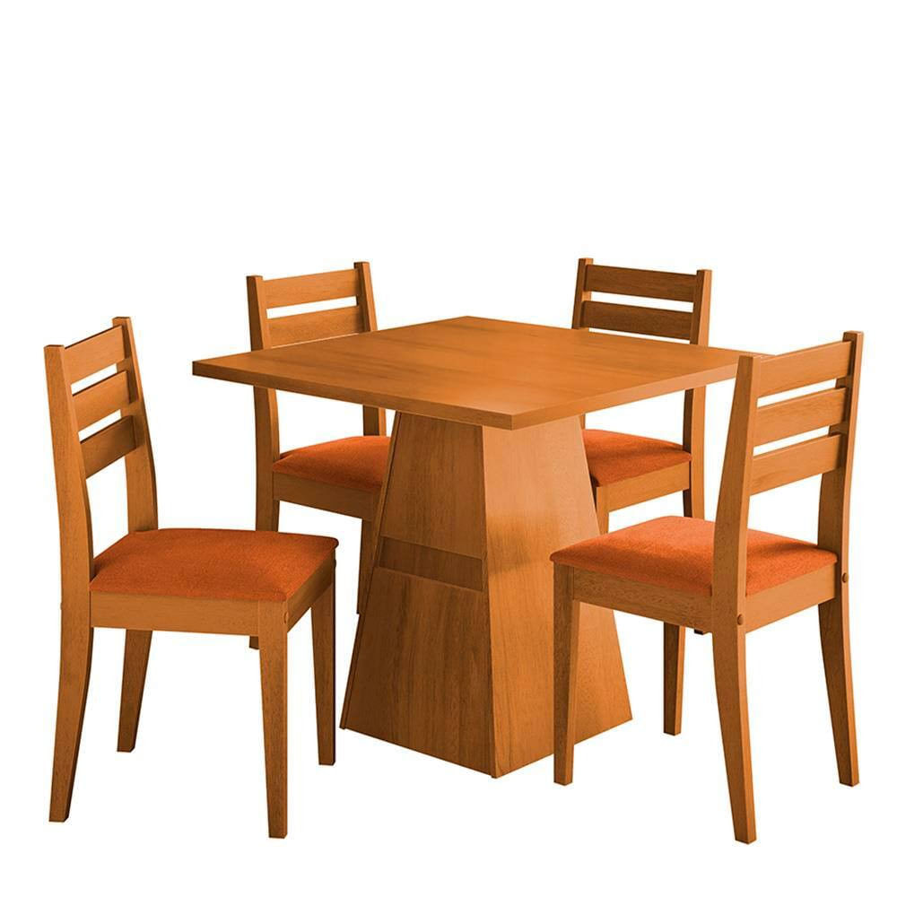 Mesa De Jantar Quadrada Dobuê Dakar Com 4 Cadeiras Estofadas Revestidas Em Suede