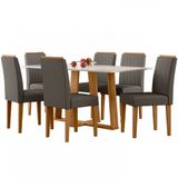 Mesa De Jantar Retangular New Ceval Amsterdam Com 6 Cadeiras Estofadas E Revestidas