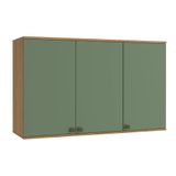 Armário Aéreo Celeste Kappesberg 100% Mdf 3 Portas Nogueira/verde 120cm