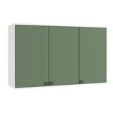 Armário Aéreo Celeste Kappesberg 100% Mdf 3 Portas Branco/verde 120cm