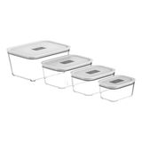 Kit Potes Vidro Hermético 4 Unidades Forno Freezer Airfryer