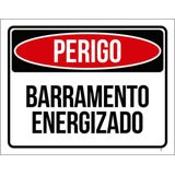 Kit 3 Placas Sinalização - Perigo Barramento Energizado