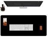 Mousepad Antiderrapante Couro Trabalho 80x40 E Porta Copo