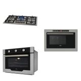 Conjunto Forno 50l 220v, Micro-ondas 25l 220v, Cooktop 5b Tc Linha Infinity Inox