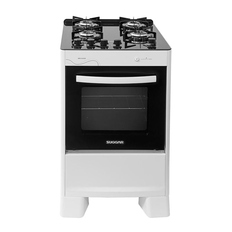 Fogão 4 Bocas Suggar Neo Glass Branco Mesa em Vidro – Bivolt – Fgvng410br