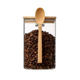 Pote De Vidro Hermético Com Tampa De Bambu E Colher 350ml