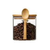 Pote De Vidro Hermético Com Tampa De Bambu E Colher 600ml