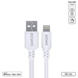 Cabo Para Iphone Original Usb A 2.0 Para Lightning Com Certificado Mfi 50 Cm Branco - Pualb-05