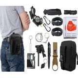 Kit Sobrevivência De Emergência Bolsa Preto 18 Em 1 Pesca