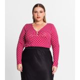 Blusa Feminina Manga Longa Plus Size Secret Glam Vermelho Plus G2