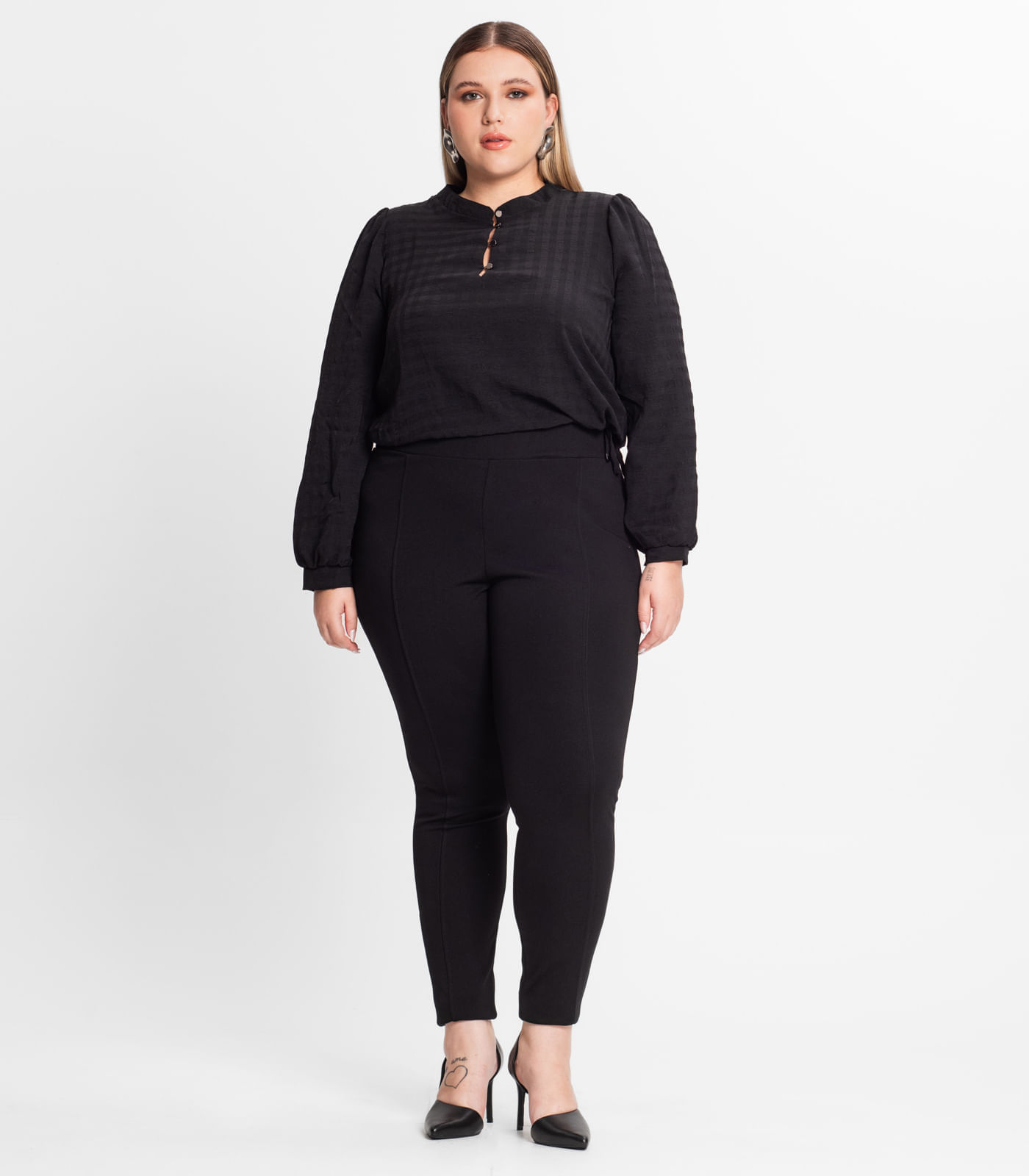 Legging Feminina Plus Size Secret Glam Preto Plus G1