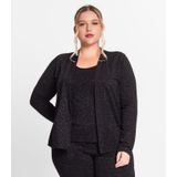 Blusa Manga Longa Feminina Plus Size Secret Glam Preto Plus G1