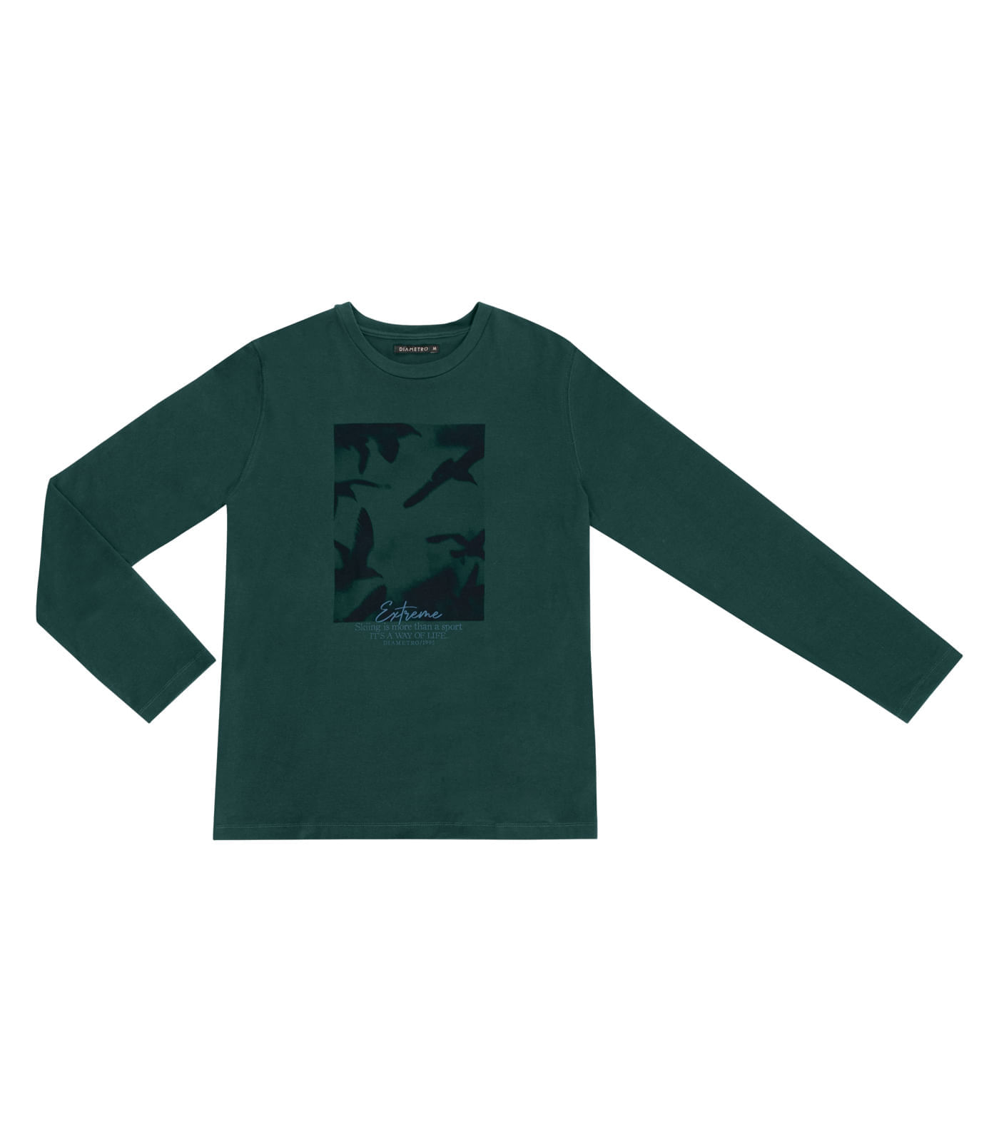 Camiseta Masculina Manga Longa Diametro Verde G