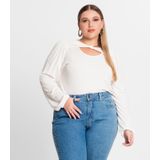 Blusa Feminina Manga Longa Plus Size Secret Glam Bege Plus G3