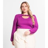 Blusa Feminina Manga Longa Plus Size Secret Glam Roxo Plus G4