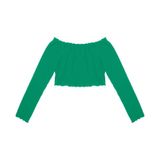 Blusa Juvenil Feminina Manga Longa Canelada Minty Verde 12