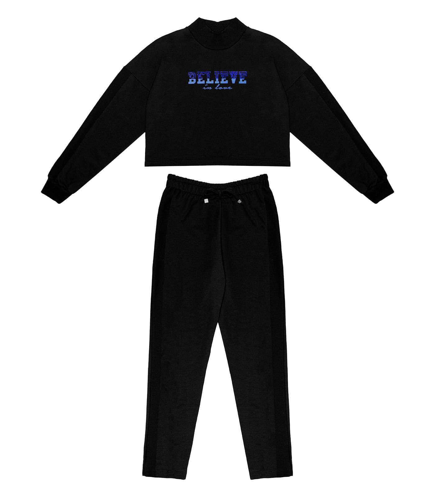 Conjunto Juvenil Feminino Blusão Com Calça Minty Preto 14