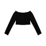 Blusa Juvenil Feminina Manga Longa Canelada Minty Preto 12