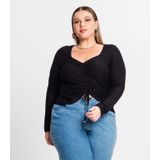 Blusa Feminina Manga Longa Em Viscose Secret Glam Preto Plus G1