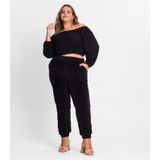 Calça Feminina Plus Size Em Plush Secret Glam Preto Plus G2