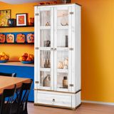 Cristaleira 2 Portas Vidro Madeira Maciça Branco Garapa D106 Shop Jm