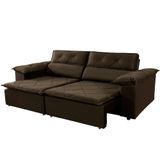 Sofá 3 Lugares Isabela 2,10 Retrátil Reclinável Pillow Top Cor:marrom