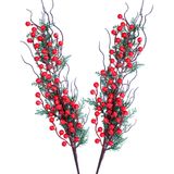 Kit 6 Jardim Galho Artificial Frutas Vermelhas Natal De 70cm
