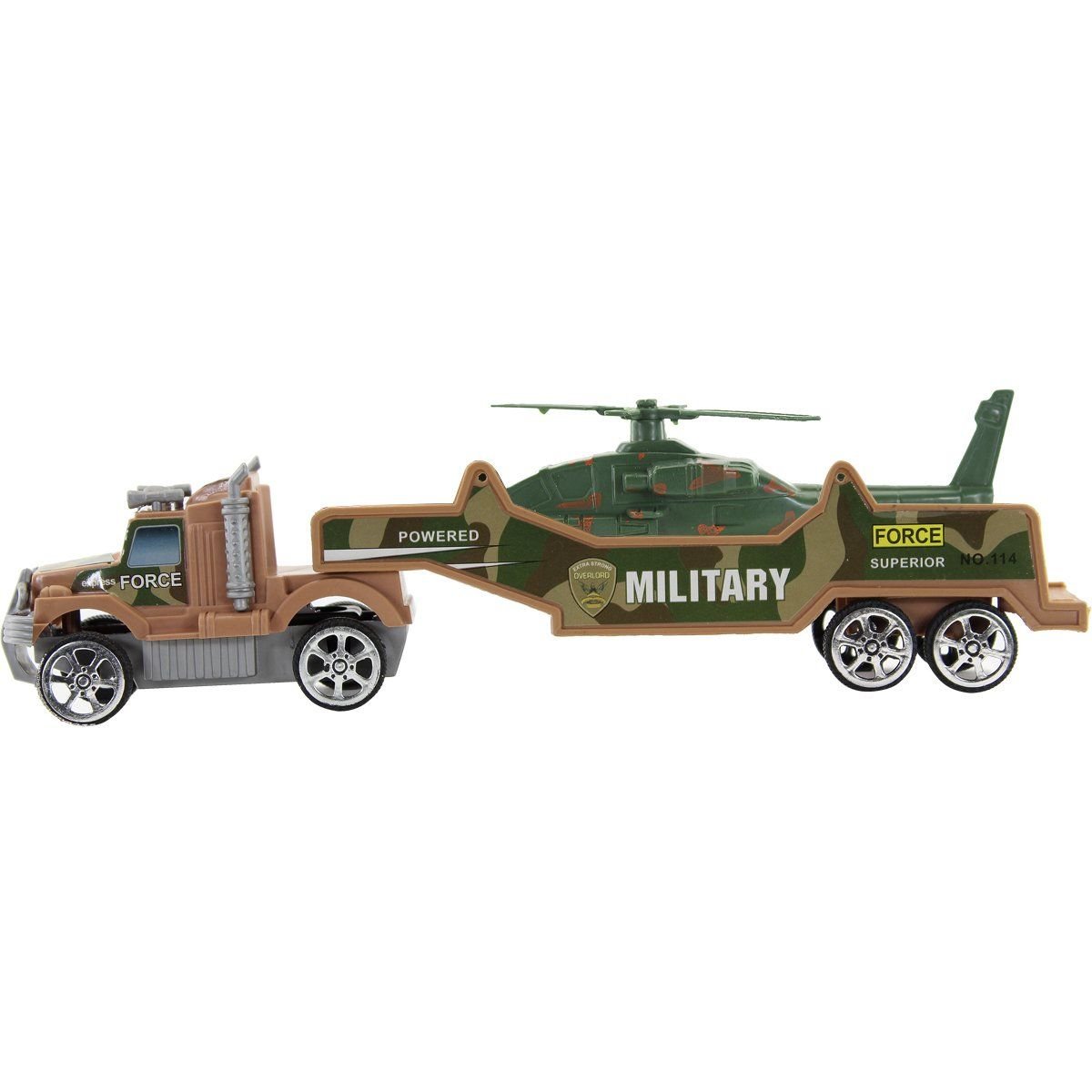 Carreta A Fricção Militar Camuflado Marrom Helicóptero