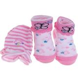 Kit Luva E Meia Para Bebê Rosa Claro