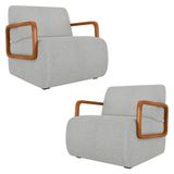 Poltrona Decorativa Orgânica Para Sala Kit 2 Belarus K04 Bouclê Cinza Claro - Mpozenato