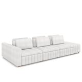 Sofá Ilha E Puff Sala Living 395cm Siesta M22 Bouclê Branco - Mpozenato