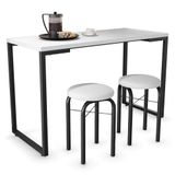 Mesa De Cozinha Bistrô Porto Branco 120cm Com 2 Banquetas Industriais Maviê Branco/preto - Mpozenato
