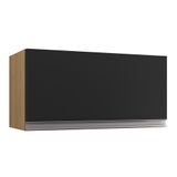 Armário De Cozinha Aéreo Geladeira 60cm 1 Porta Andréia Amêndoa/preto - Ajl Móveis