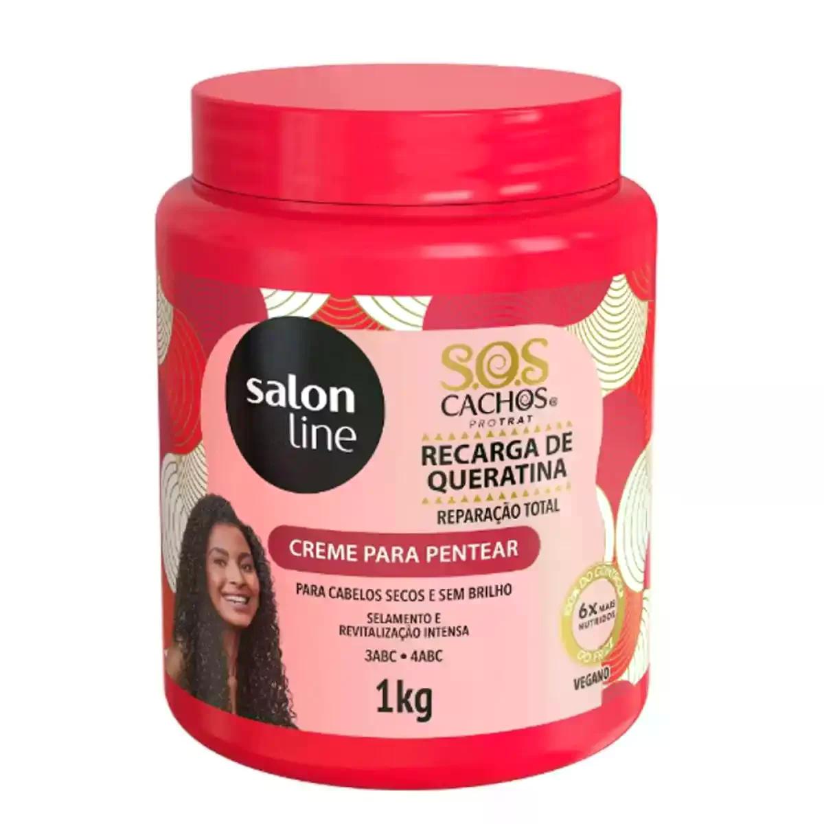 Creme Para Pentear Sos Cachos Queratina Salon Line 1kg