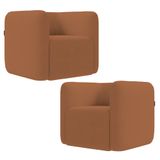 Poltrona Para Sala De Estar Decorativa Kit Com 2 Maggie K04 Bouclê Terracota - Mpozenato